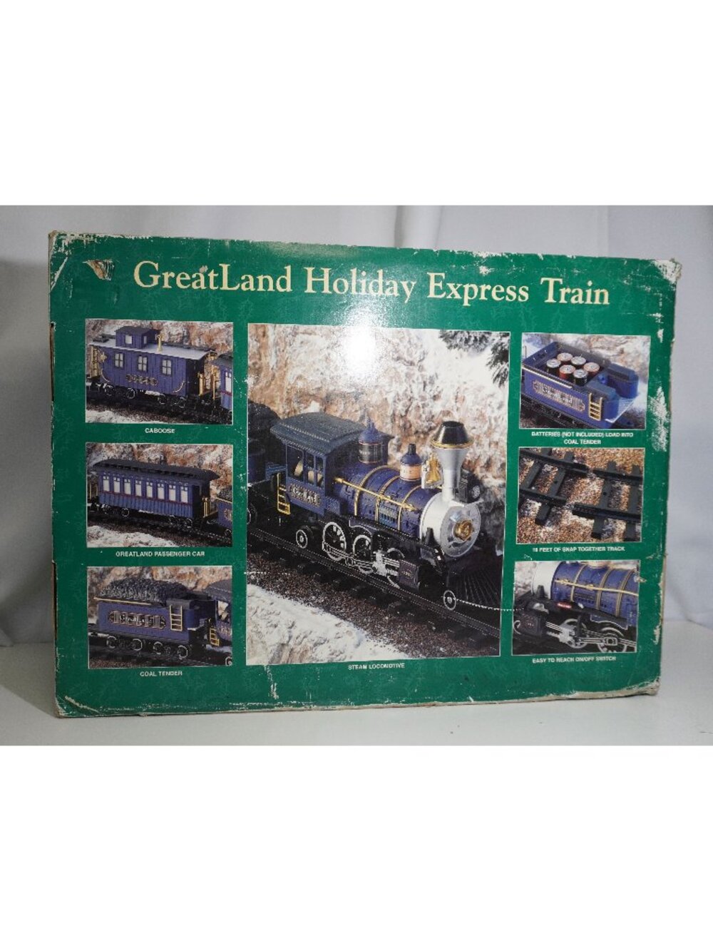 Vintage 90s Blue Greatland Holiday Express Train Set Original Box Untested